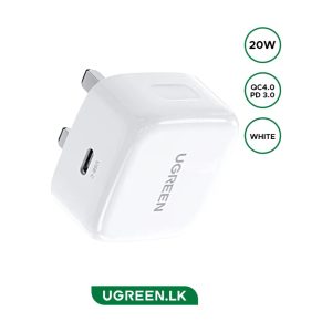 UGREEN 20W USB-C Fast Charger – UK Plug, White