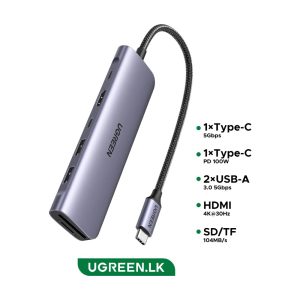 UGREEN CM195 7-in-1 USB-C Hub – HDMI 4K, 100W PD, SD/TF
