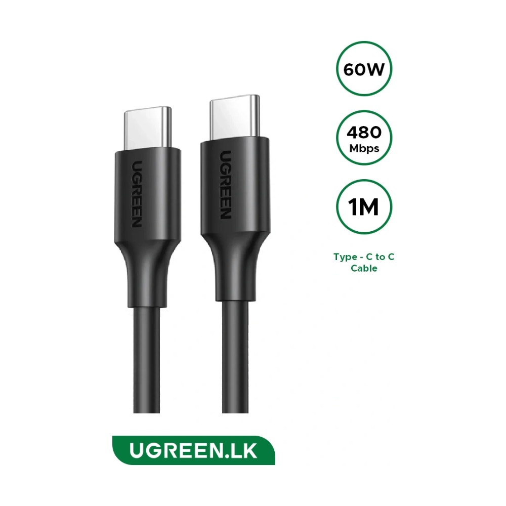 UGREEN US286 USB-C to USB-C Cable – 1m, 60W